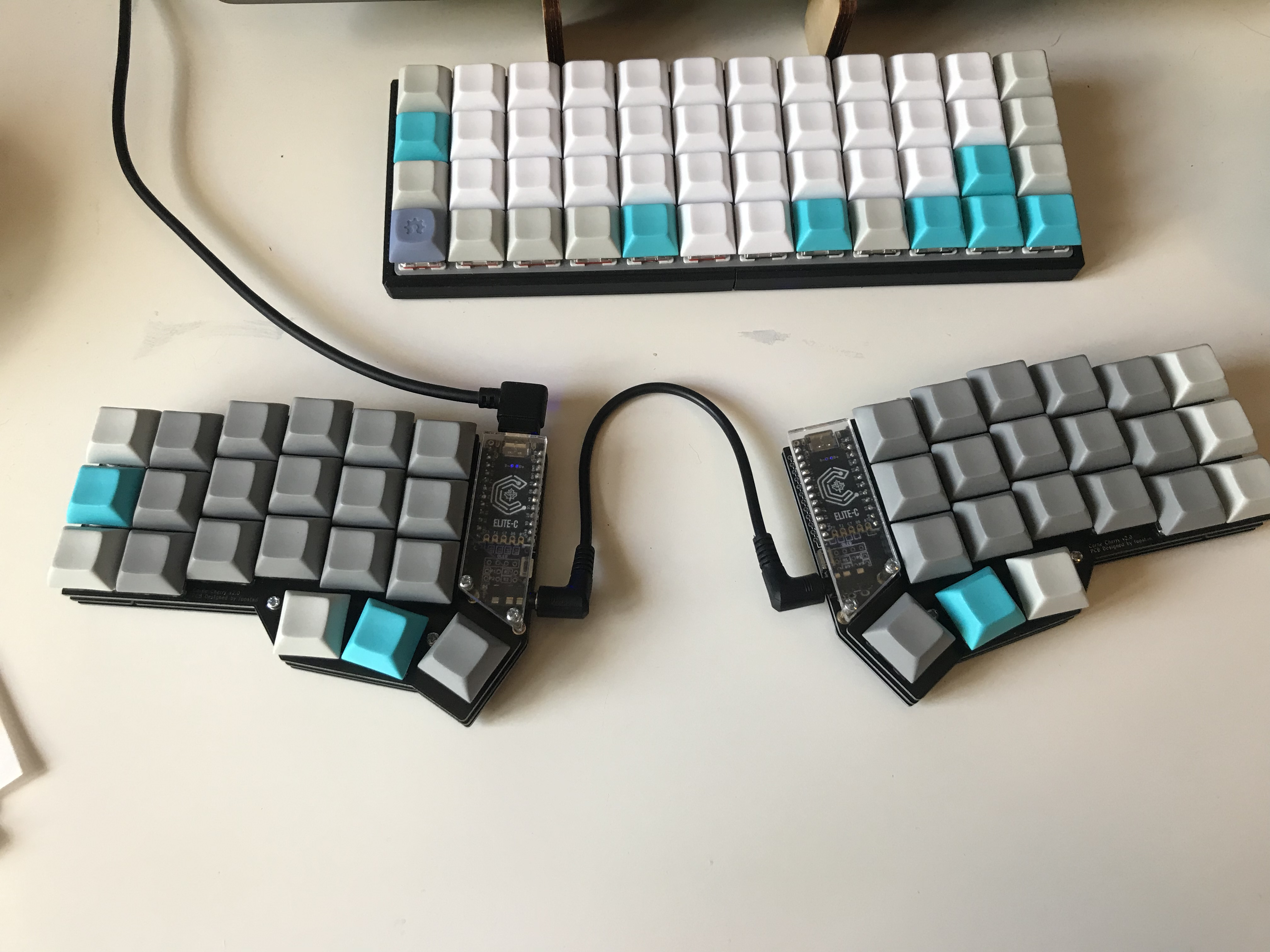 Both of my two DIY keyboards together